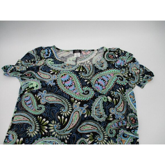 MSK Womens Dress 2X Multi Color Paisley Stretch Pullover Plus Size Green Black - Picture 10 of 11